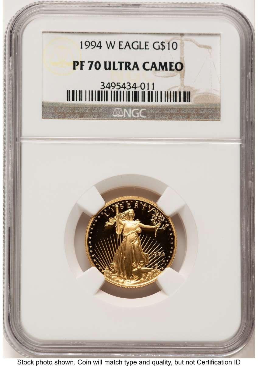 Bullionshark 1994-W $10 Proof 1/4 oz American Gold Eagle Coin NGC PF70 UCAM - HAT508335064 