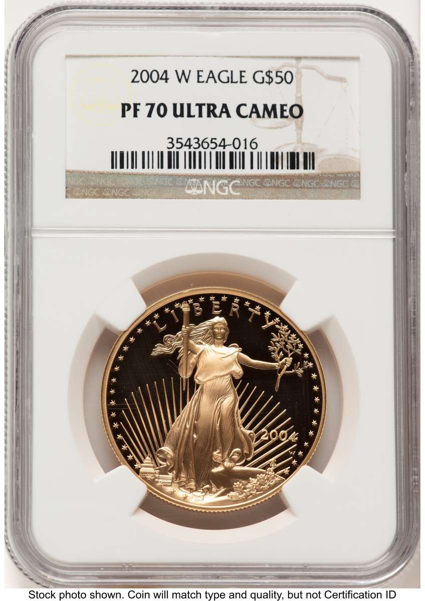 2004-W $50 Proof 1 oz American Gold Eagle Coin NGC PF70 UCAM coin front image