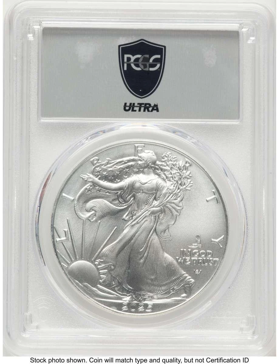 Bullionshark 2025(-P) $1 American Silver Eagle Coin PCGS MS70   with Eagle Privy - Struck at Philadelphia - HAT524740005 