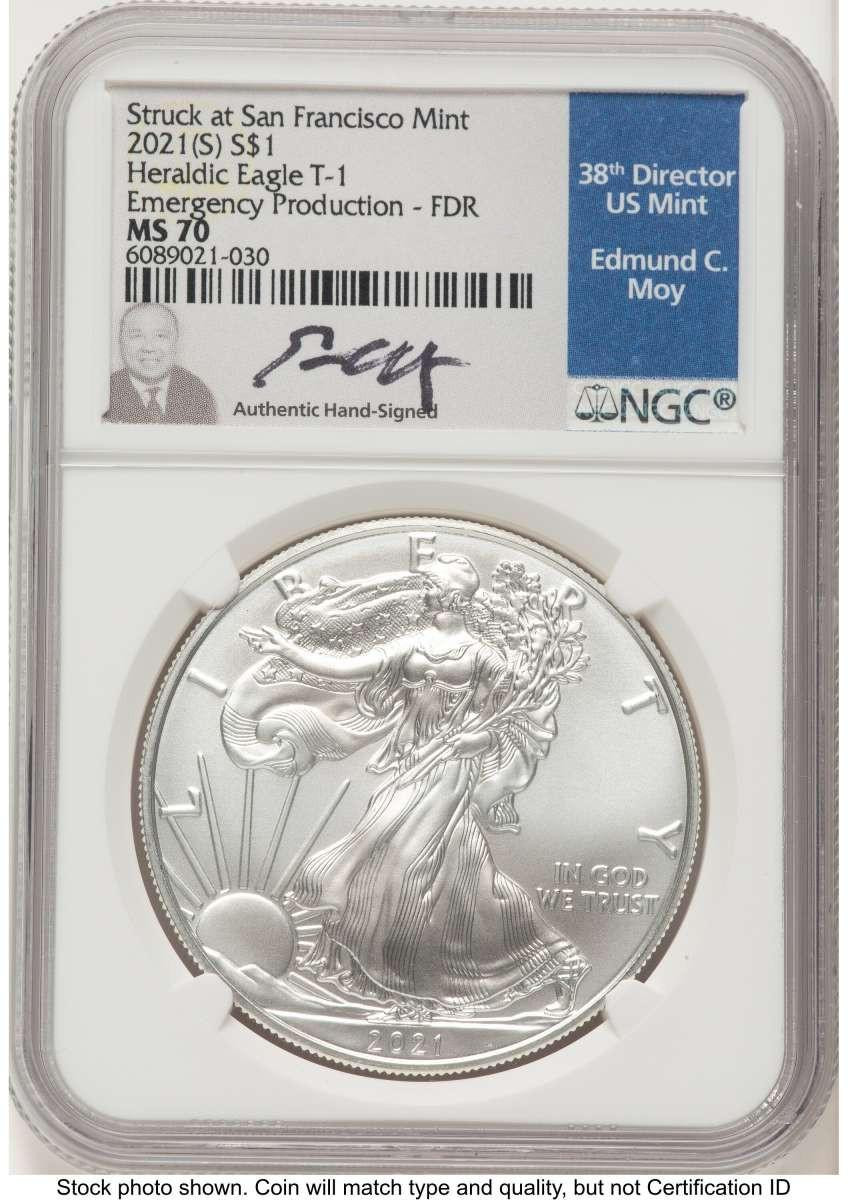 2021-(S) S$1 American Silver Eagle Coin NGC MS70 - Type One