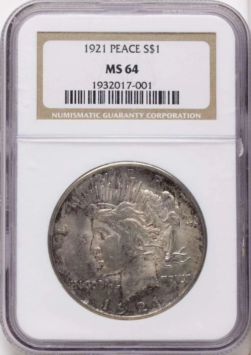 Bullionshark 1921 S$1 Peace Silver Dollar Coin NGC MS64 - HAT789860007 