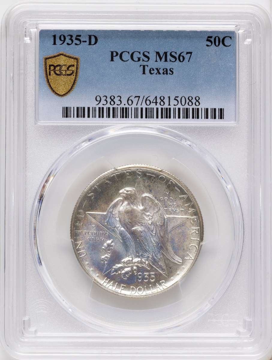 1935-D 50C Commemorative Silver Coin PCGS MS67   Texas coin front image