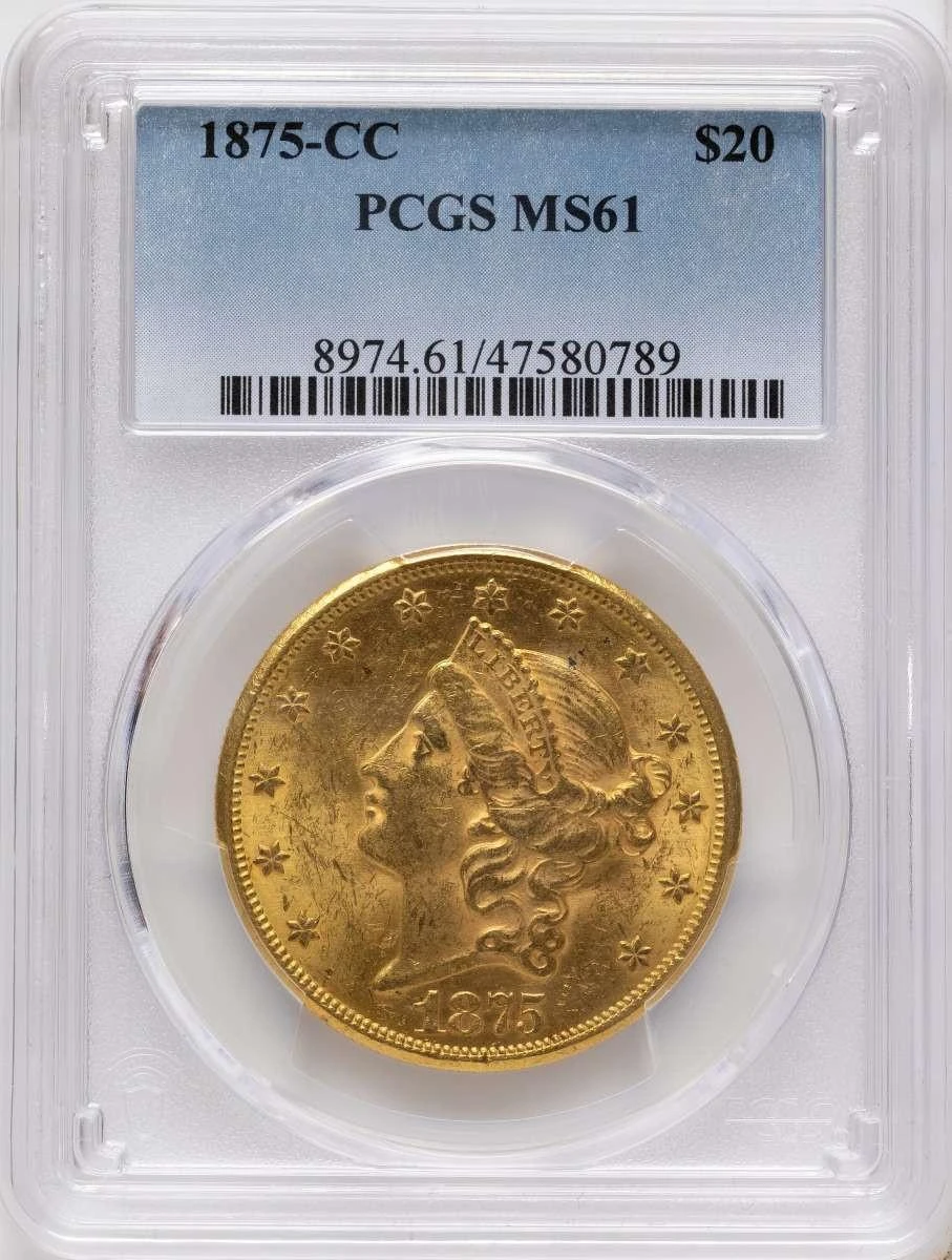 Bullionshark 1875-CC $20 Gold Liberty Double Eagle PCGS MS61 - HAT171509061 