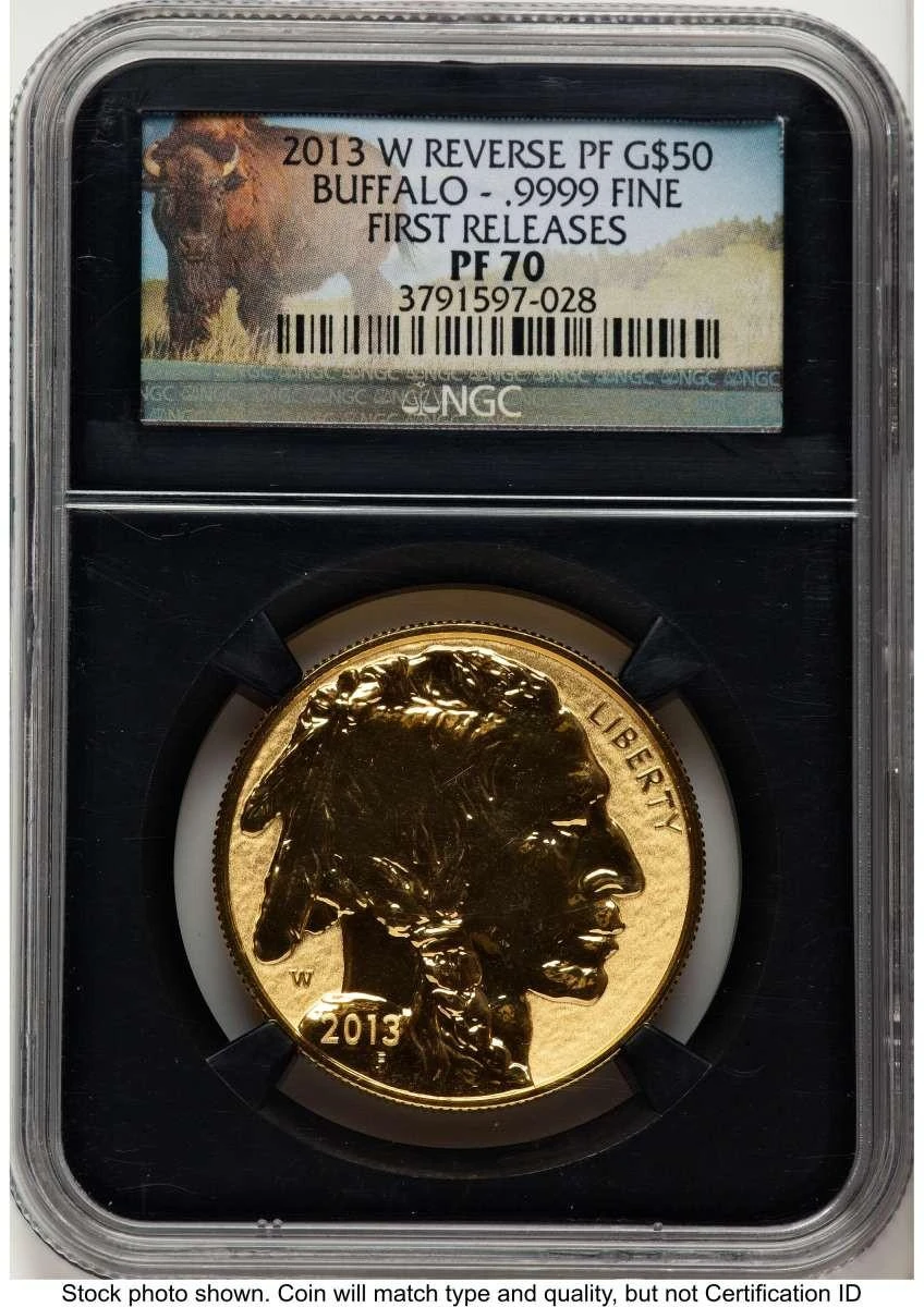 Bullionshark 2013-W $50 Reverse Proof 1 oz American Gold Buffalo Coin NGC rev PF70 - 100th Anniversary - HAT524849002 