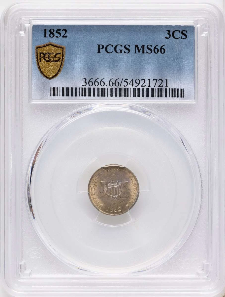 1852 3CS Three Cent Silver Coin PCGS MS66 coin front image
