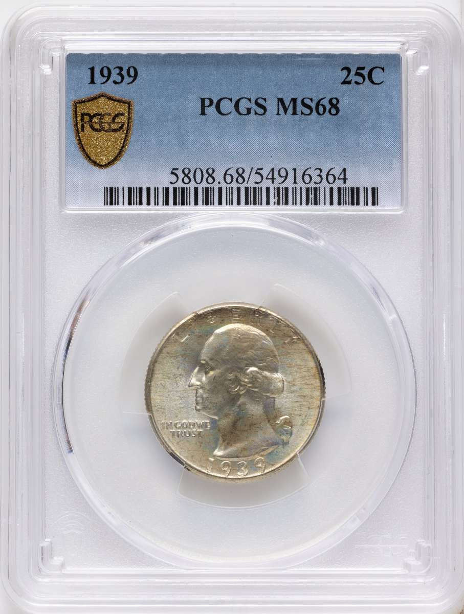 1939 25C Washington Quarter Coin PCGS MS68 coin front image