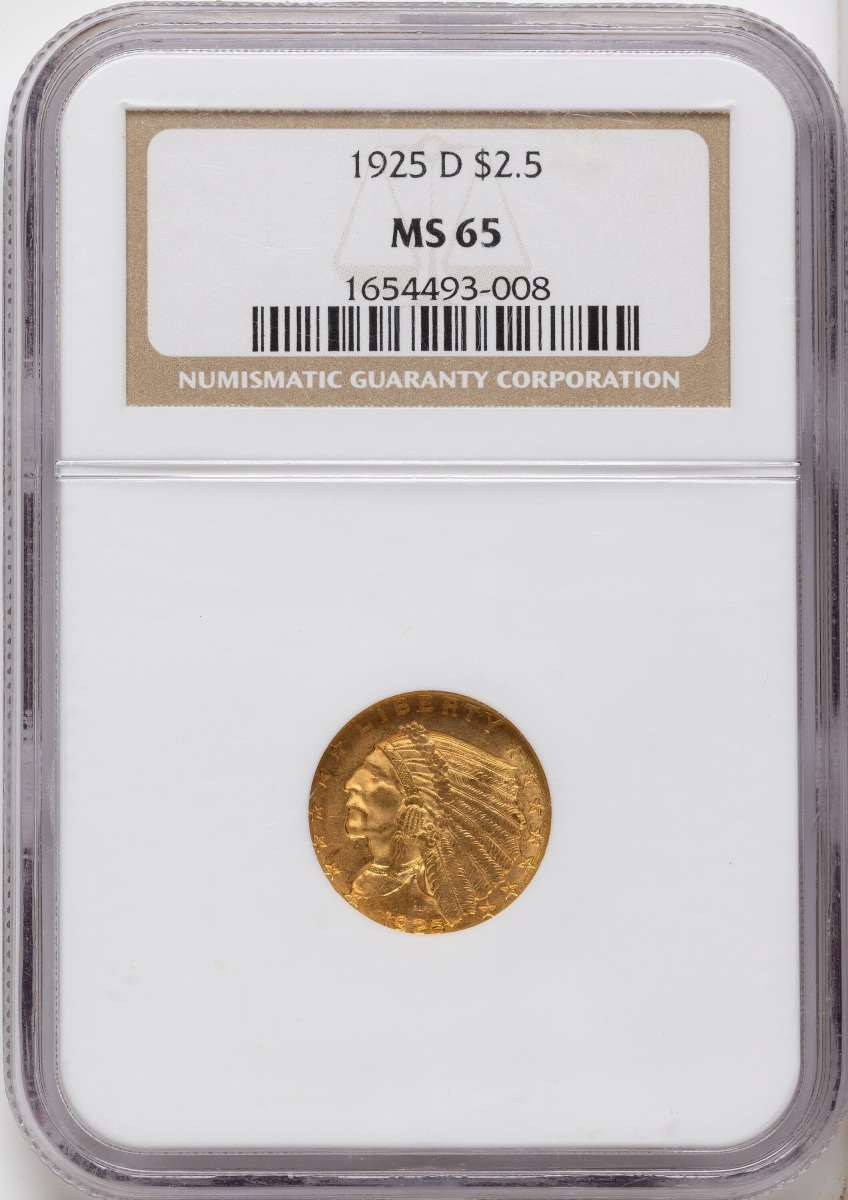 1925-D $2.5 Indian Gold Quarter Eagle Coin NGC MS65 coin front image
