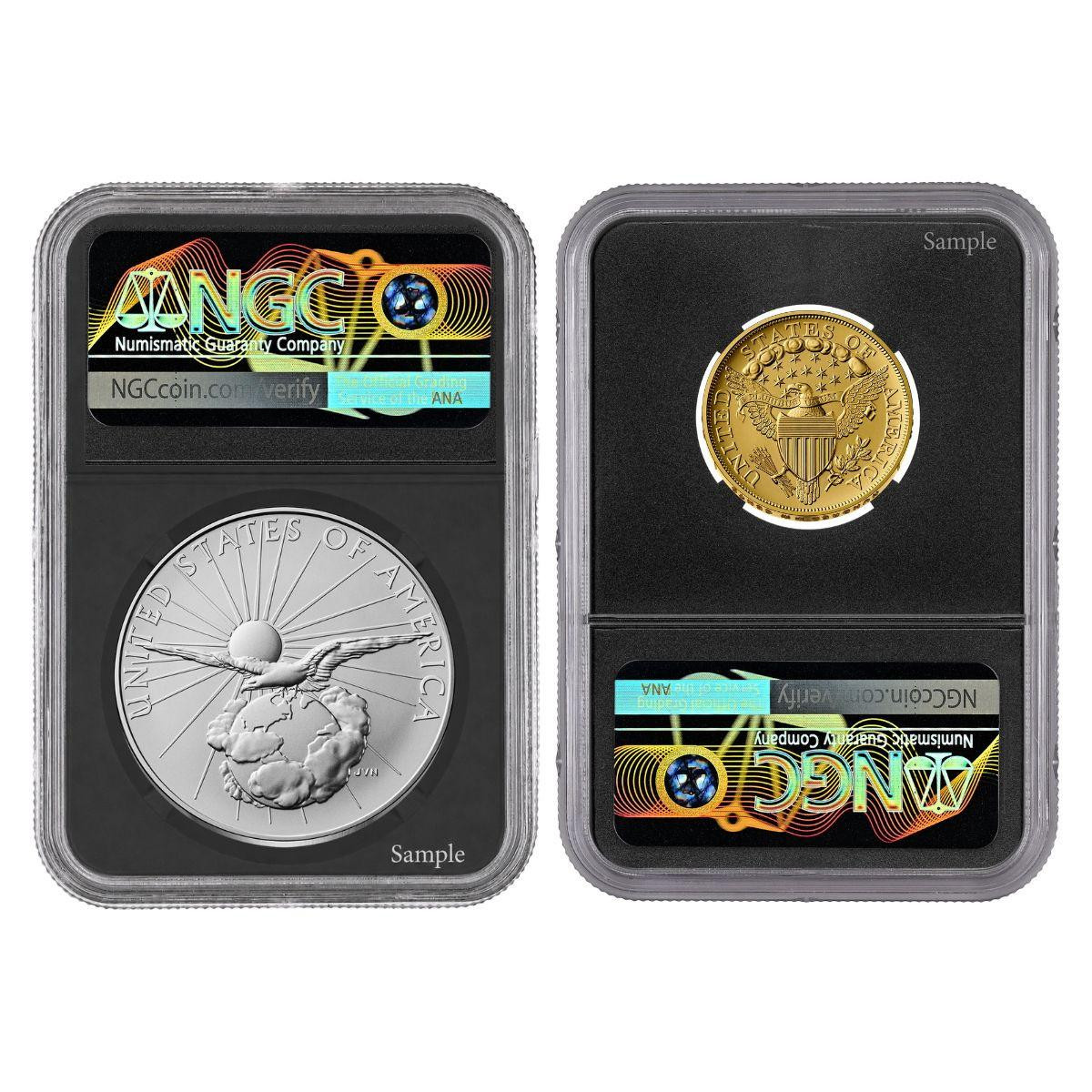 2026 1804 Draped Bust Gold Coin & Silver Medal NGC SP70 Black