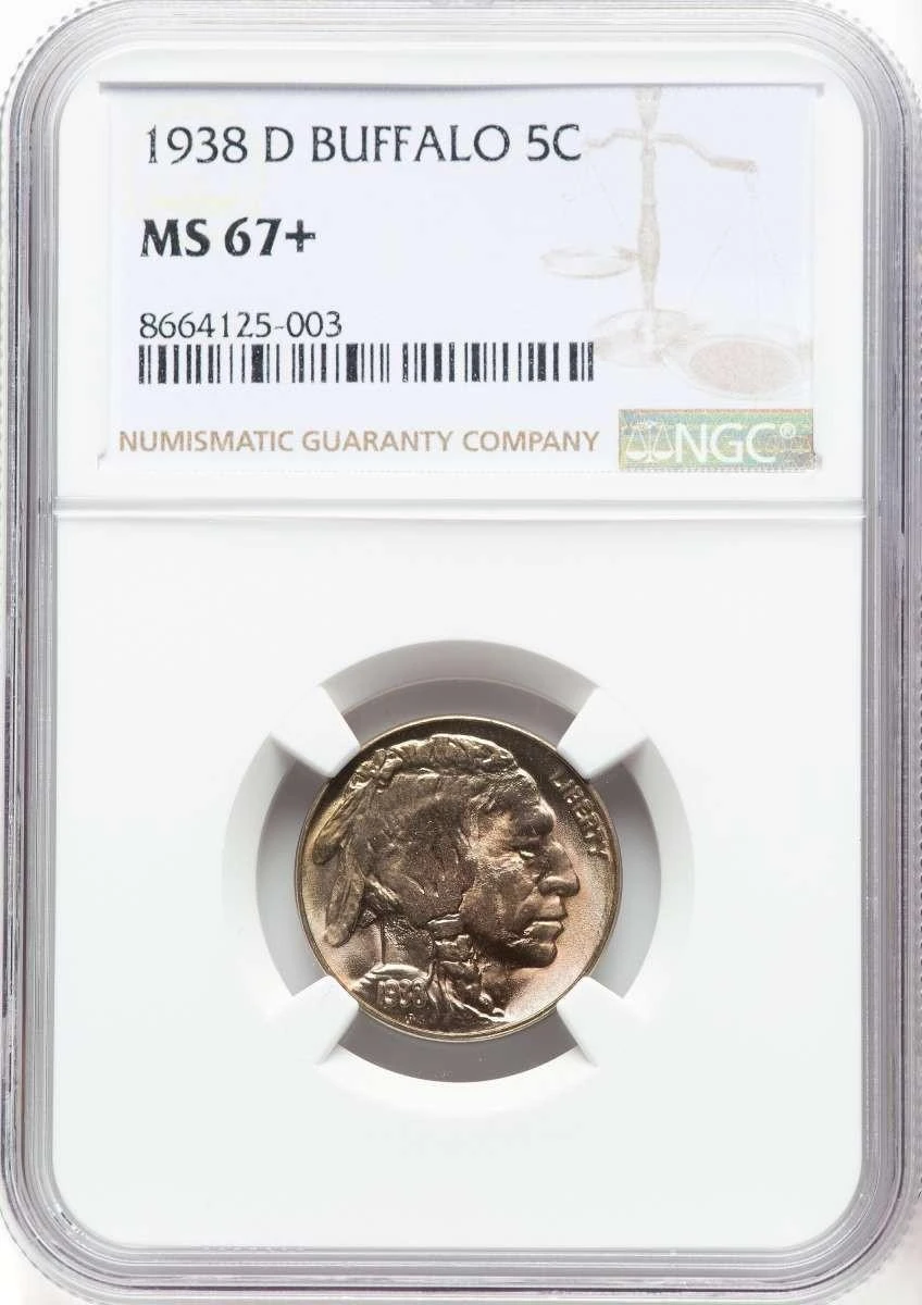 Bullionshark 1938-D 5C Buffalo Nickel Coin NGC MS67  + - HAT506383014 
