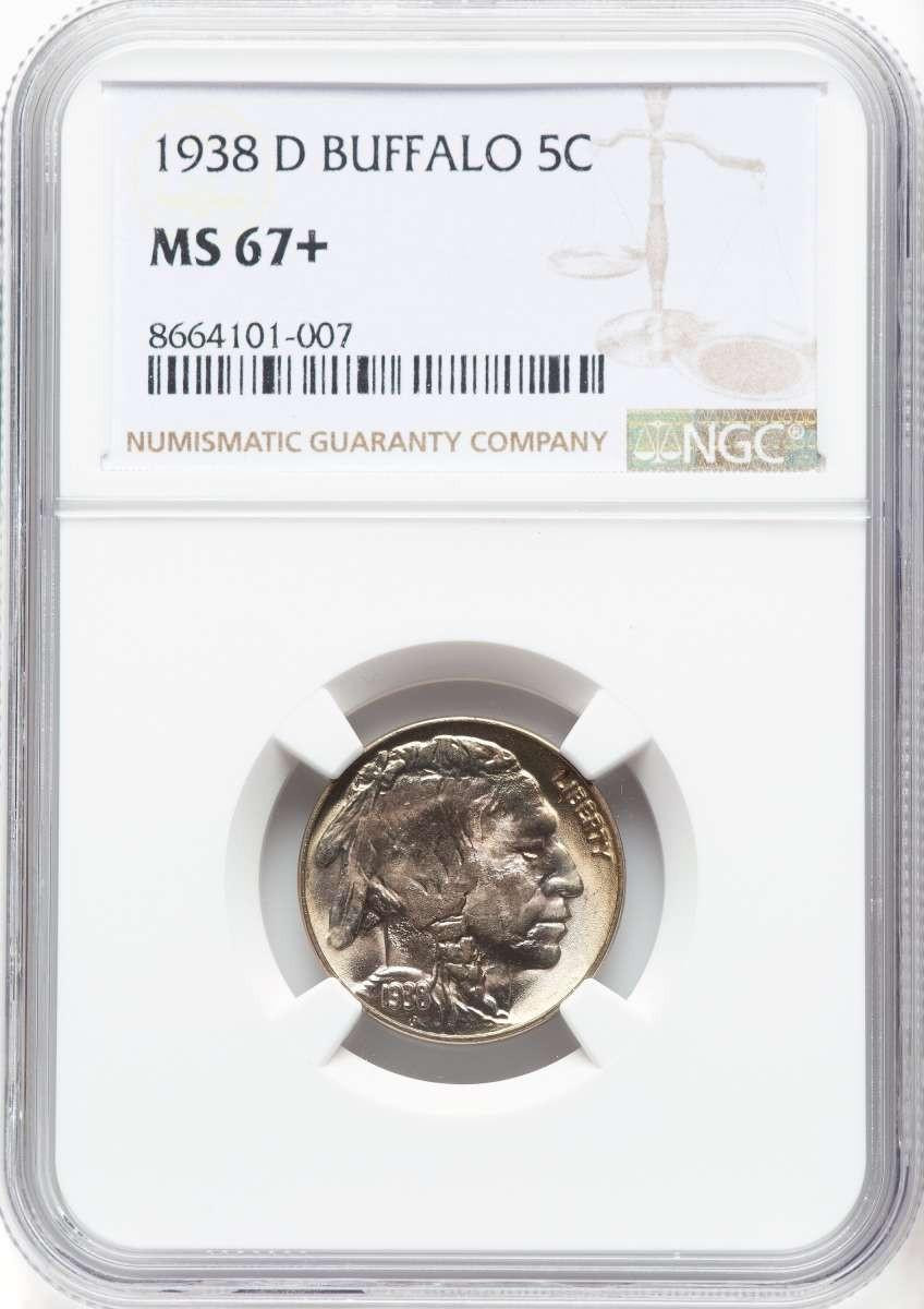Bullionshark 1938-D 5C Buffalo Nickel Coin NGC MS67  + - HAT506383013 