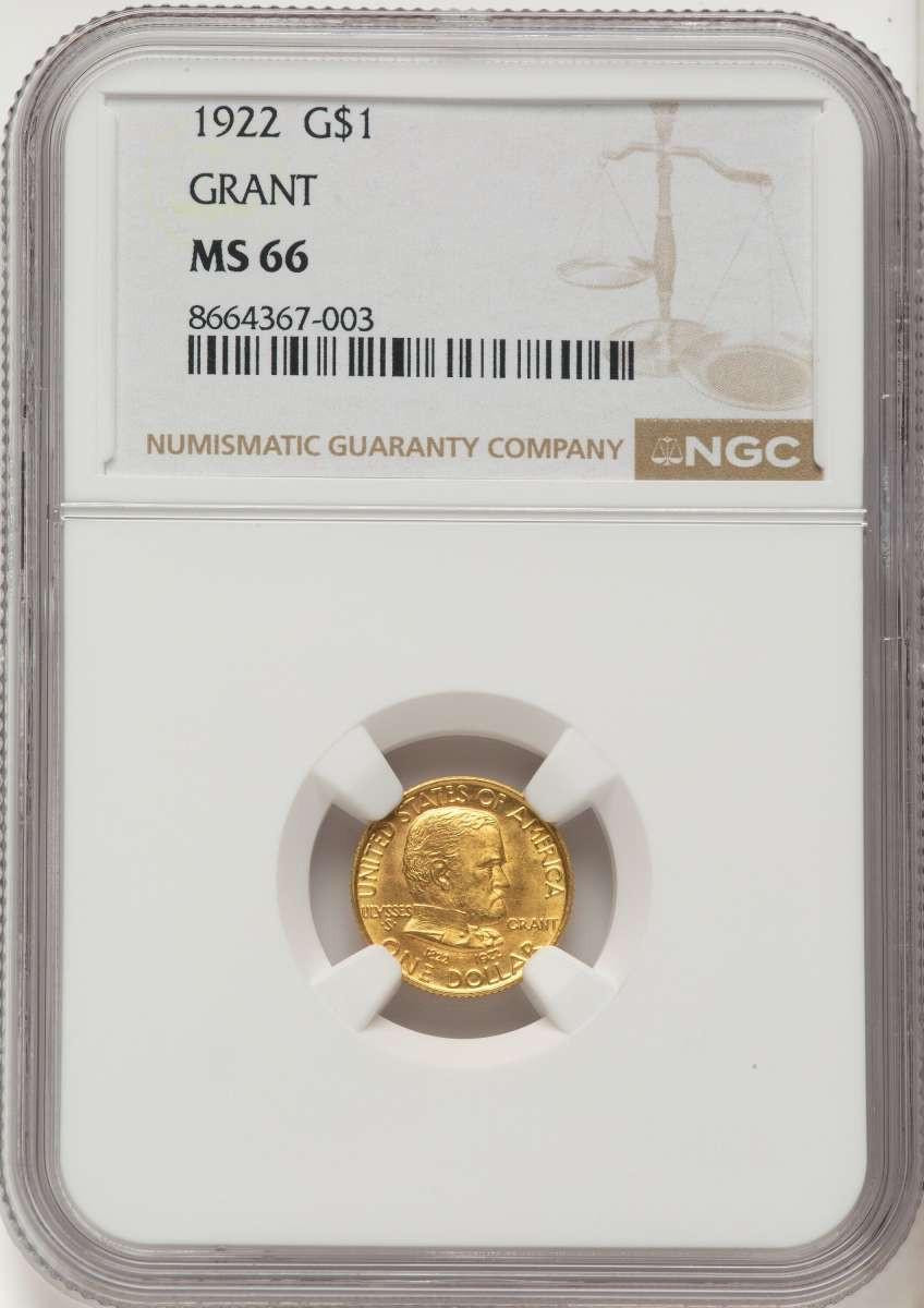 Bullionshark 1922 G$1 Commemorative Gold Coin NGC MS66   Grant Gold Dollar - No Star - HAT784680009 