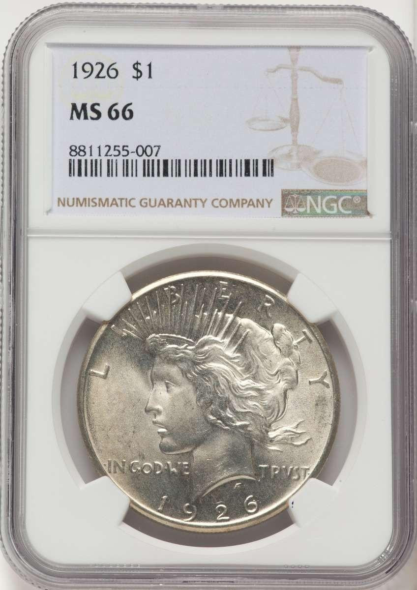 Bullionshark 1926 S$1 Peace Silver Dollar Coin NGC MS66 - HAT508388023 