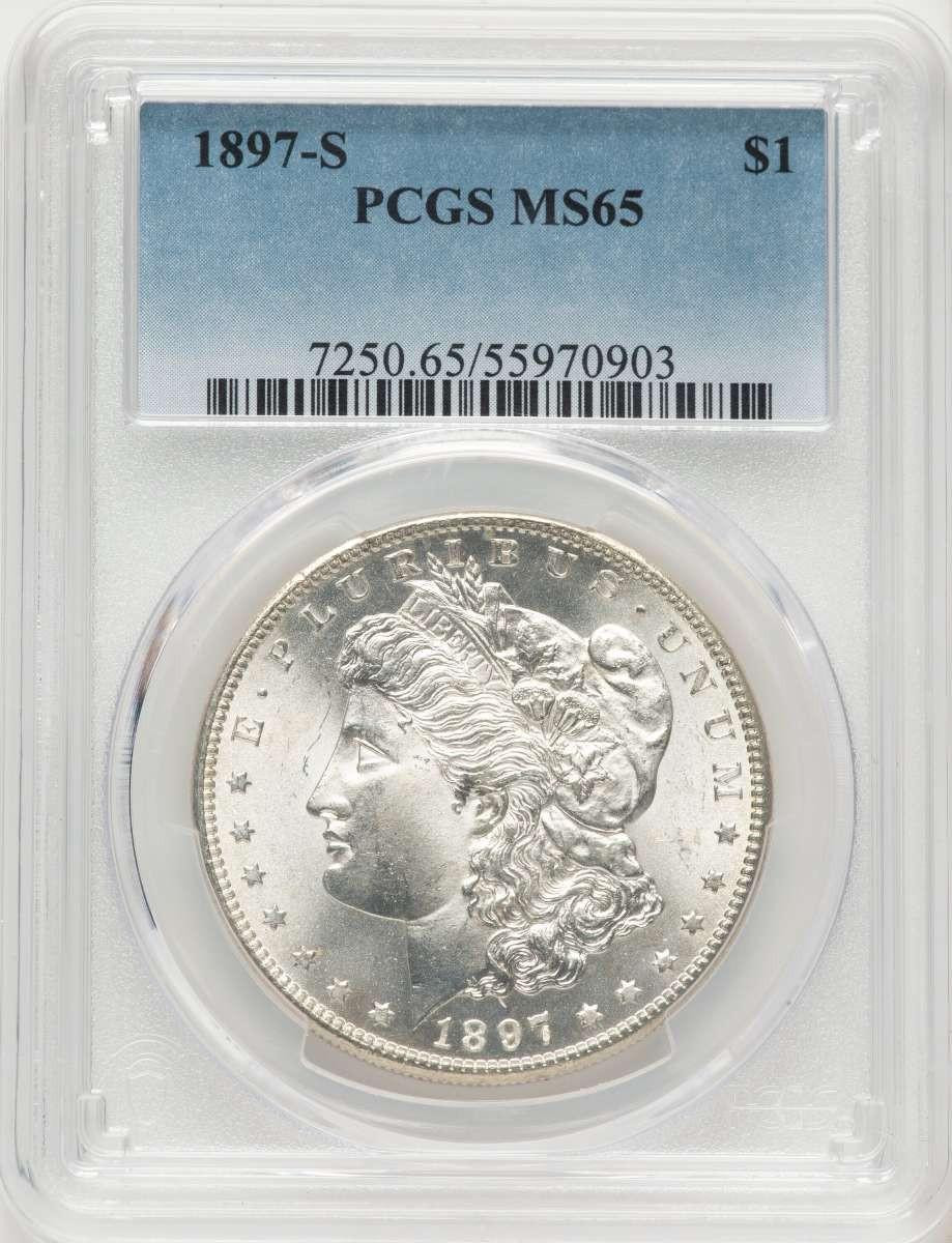 Bullionshark 1897-S S$1 Morgan Silver Dollar Coin PCGS MS65 - HAT781731128 