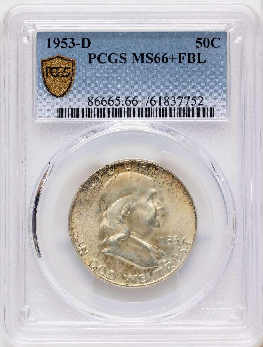 Bullionshark 1953-D 50C Franklin Half Dollar Coin PCGS MS66  + - HAT789795002 