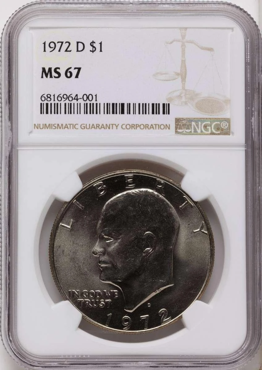 Bullionshark 1972-D $1 Eisenhower Dollar Coin NGC MS67 - HAT789795004 