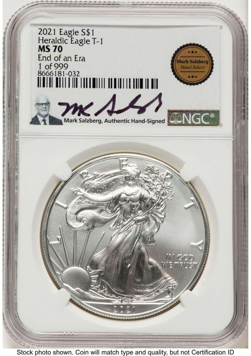 Bullionshark 2021 S$1 American Silver Eagle Coin NGC MS70 - Type One - HAT788414081 