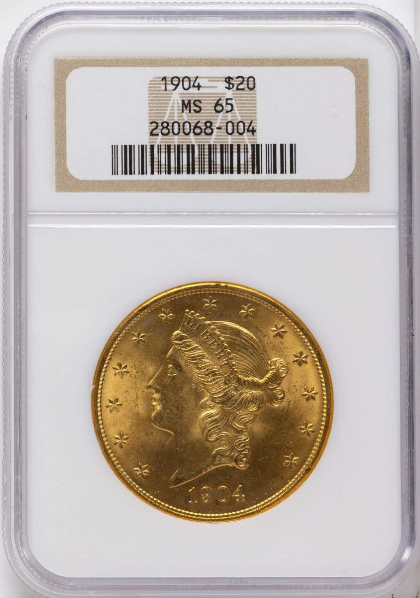 1904 $20 Gold Liberty Double Eagle NGC MS65 coin front image