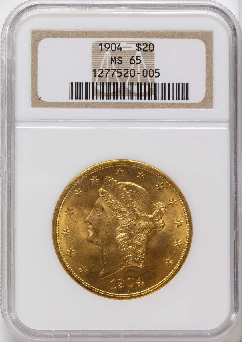 1904 $20 Gold Liberty Double Eagle NGC MS65 coin front image