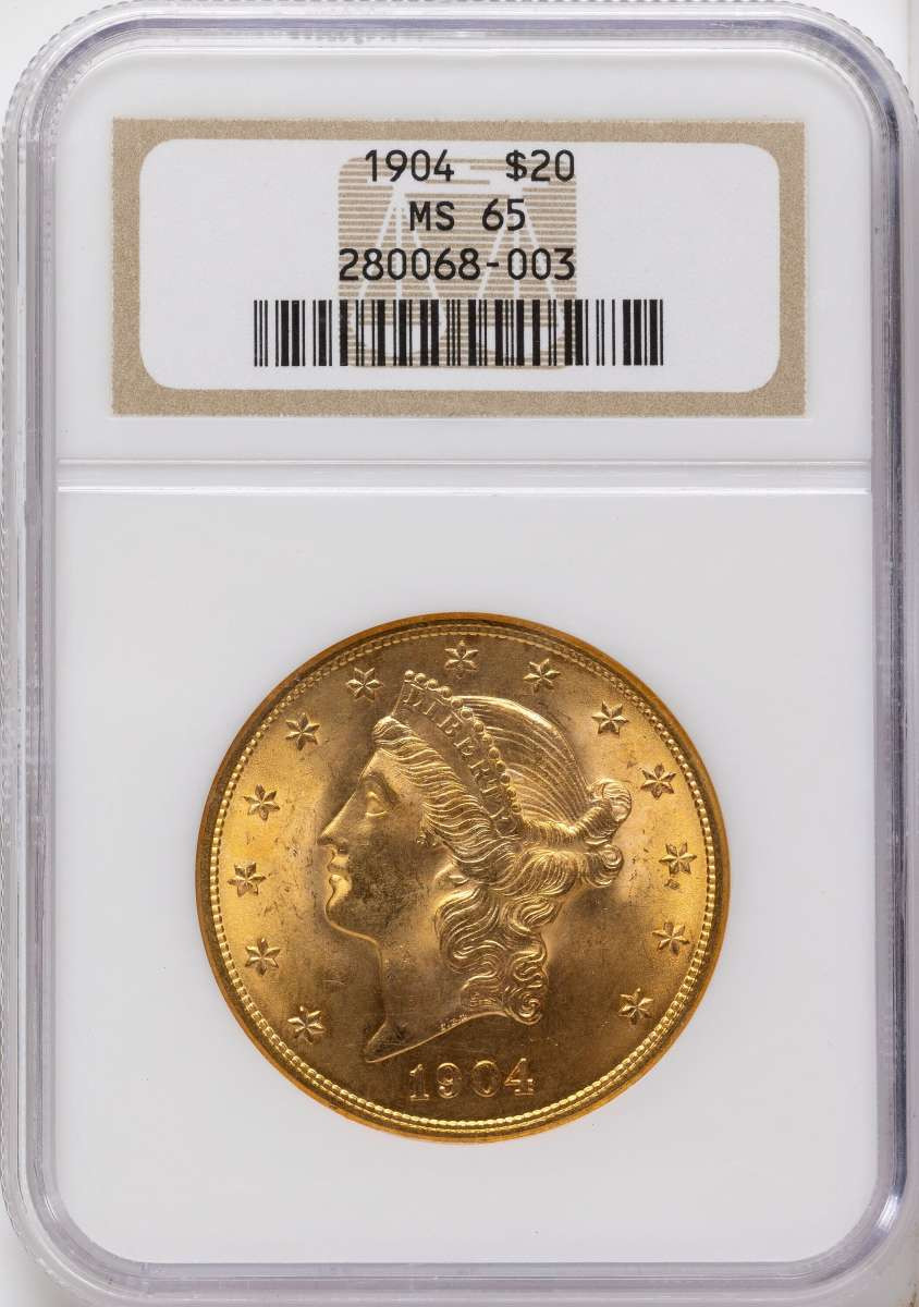 1904 $20 Gold Liberty Double Eagle NGC MS65 coin front image