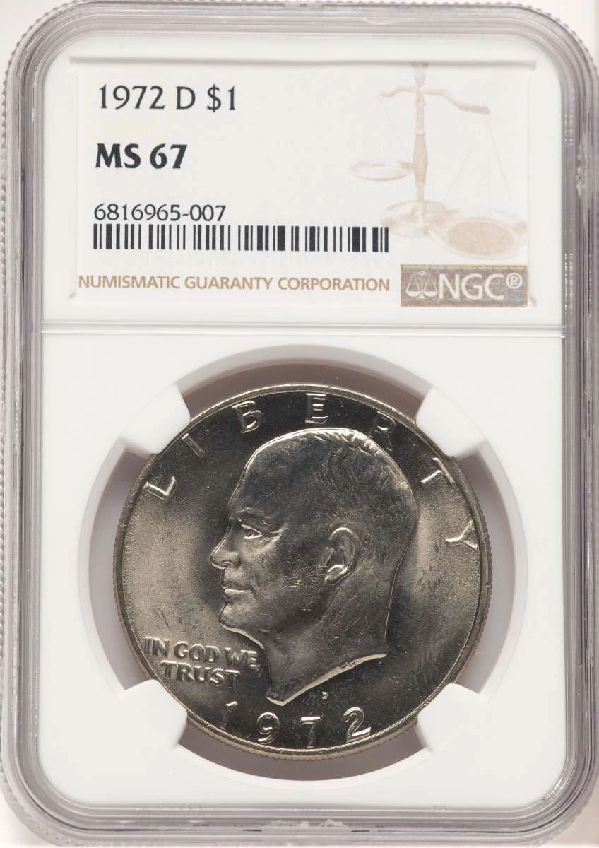Bullionshark 1972-D $1 Eisenhower Dollar Coin NGC MS67 - HAT790015001 