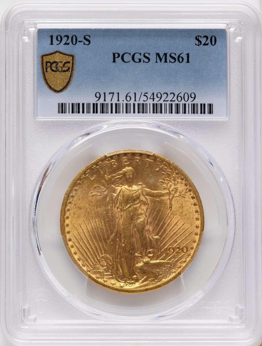 Bullionshark 1920-S $20 Saint Gaudens Double Eagle PCGS MS61 - HAT788729020 