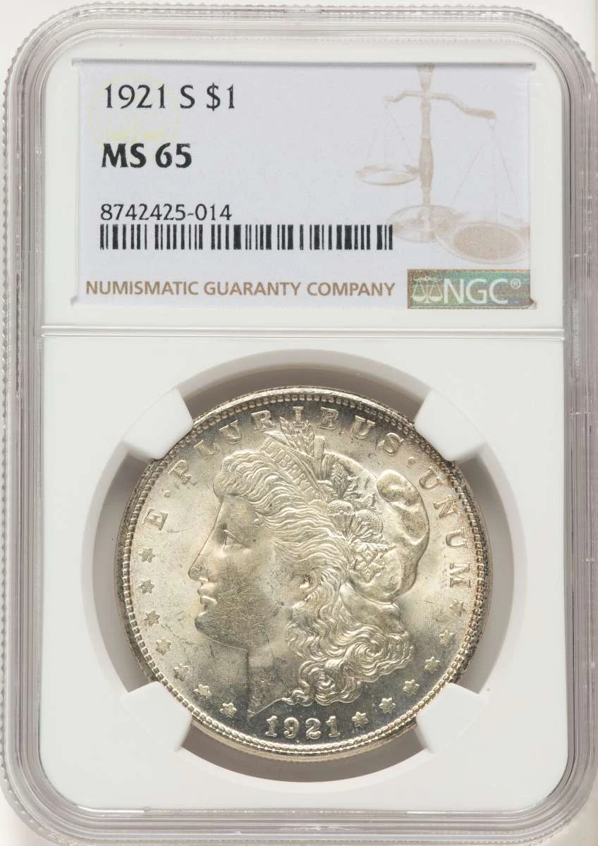 Bullionshark 1921-S S$1 Morgan Silver Dollar Coin NGC MS65 - HAT787435044 