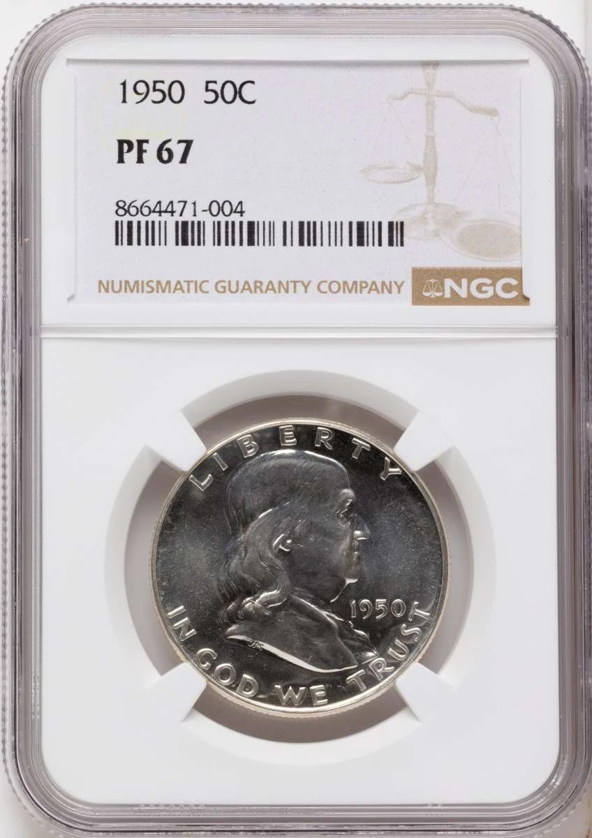 1950 50C Proof Franklin Half Dollar Coin NGC PF67 coin front image