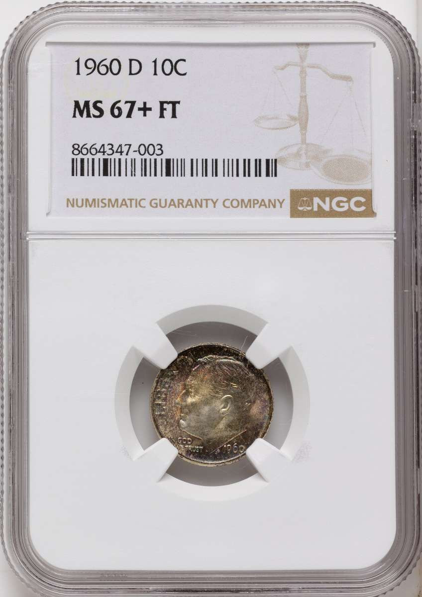 1960-D 10C Roosevelt Dime Coin NGC MS67  + coin front image