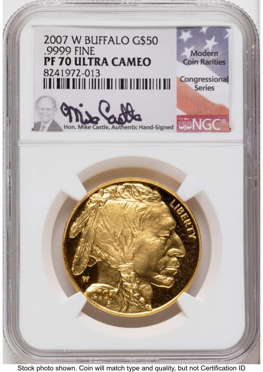 Bullionshark 2007-W $50 Proof 1 oz American Gold Buffalo Coin NGC PF70 UCAM - .9999 Fine Gold - HAT790169003 