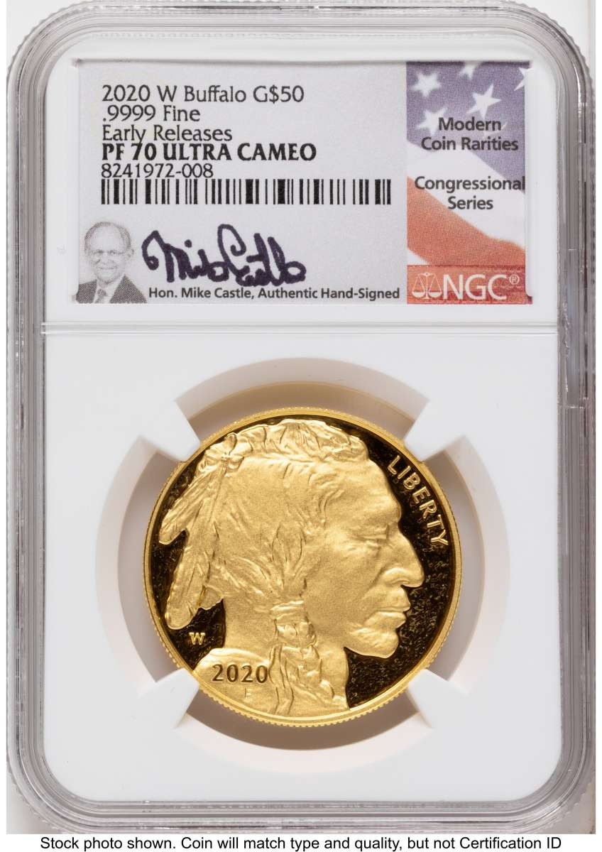 2020-W G$50 Proof 1 oz American Gold Buffalo Coin NGC PF70 UCAM coin front image