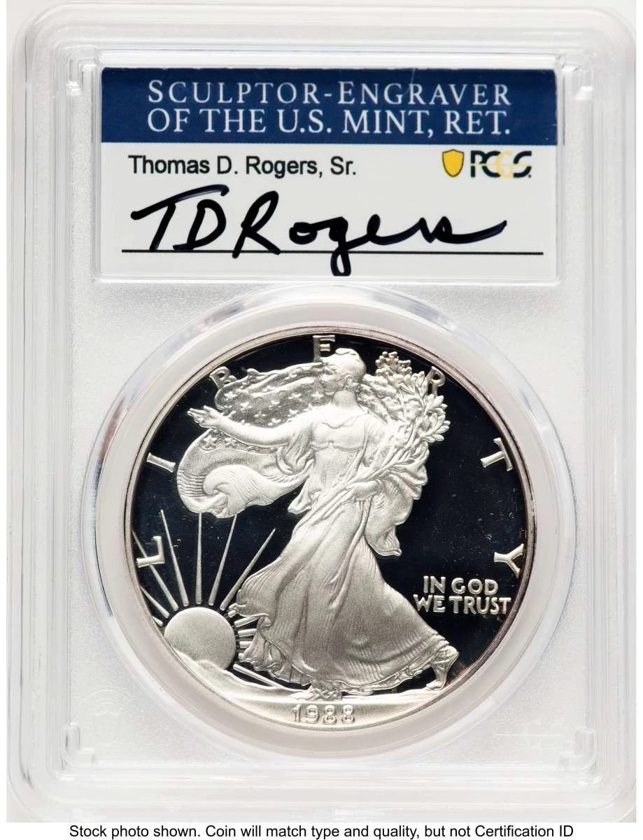 1988-S S$1 Proof American Silver Eagle Coin PCGS PR70 DCAM coin front image