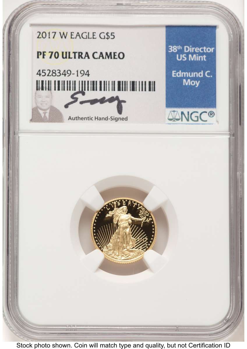 2017-W $5 Proof 1/10 oz American Gold Eagle Coin NGC PF70 UCAM coin front image