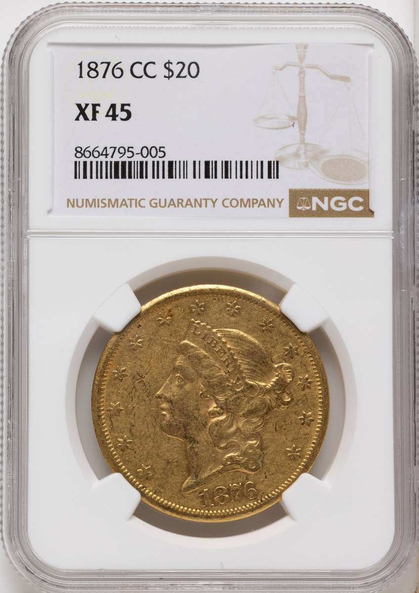 1876-CC $20 Gold Liberty Double Eagle NGC XF45 | Rare Coins For Sale