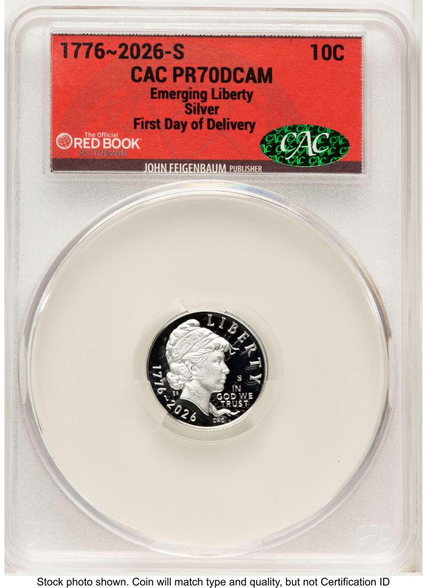 Bullionshark 2026-S Semiquincentennial Emerging Liberty  Silver Dime CACG PR70 - HAT788758272 