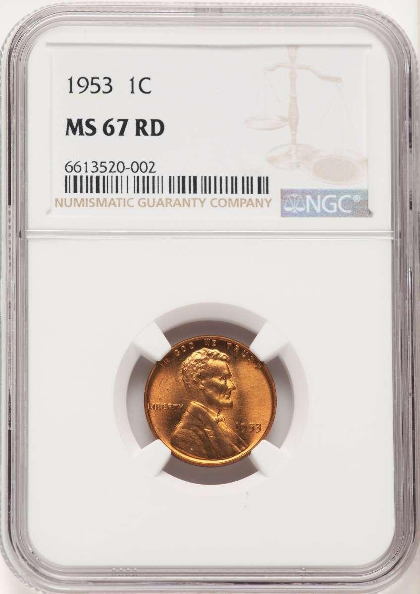 Bullionshark 1953 1C Lincoln Cent Coin NGC MS67     RD - HAT784554003 