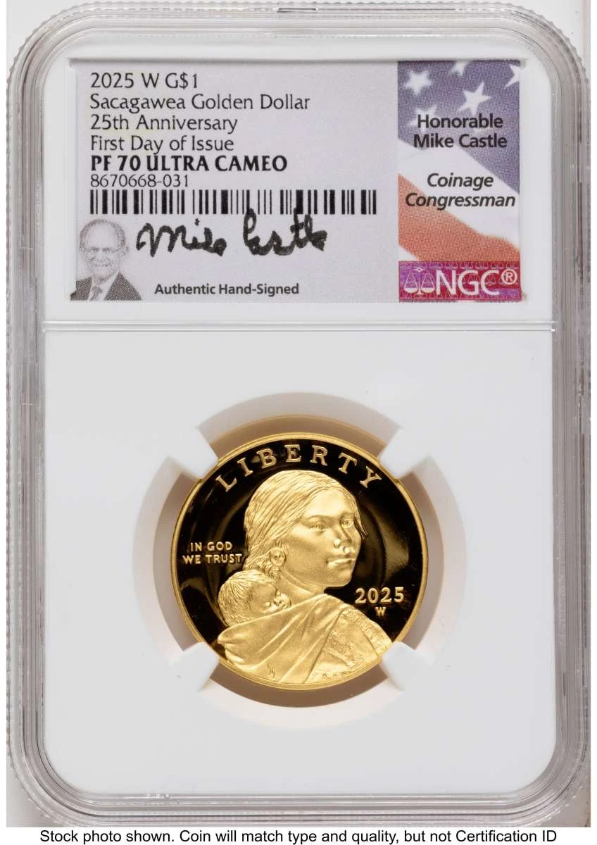 2025-W $1 Proof Gold Sacagawea Dollar - 25th Anniversary NGC PF70  - HAT790084017