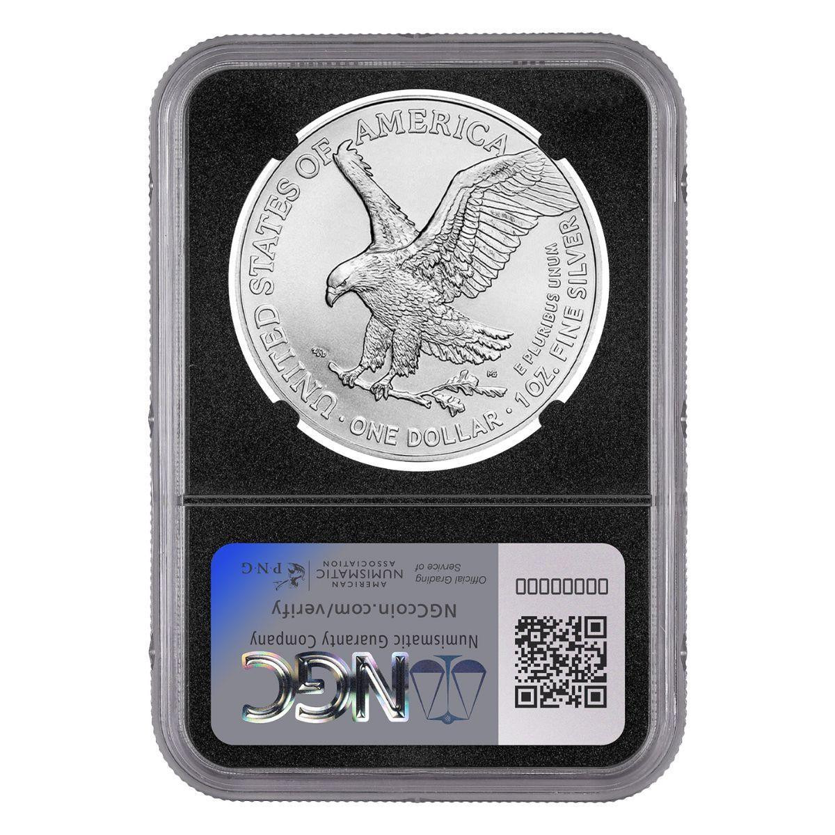 2027 $1 American Silver Eagle NGC MS70 Black Label w/Box & CoA (1