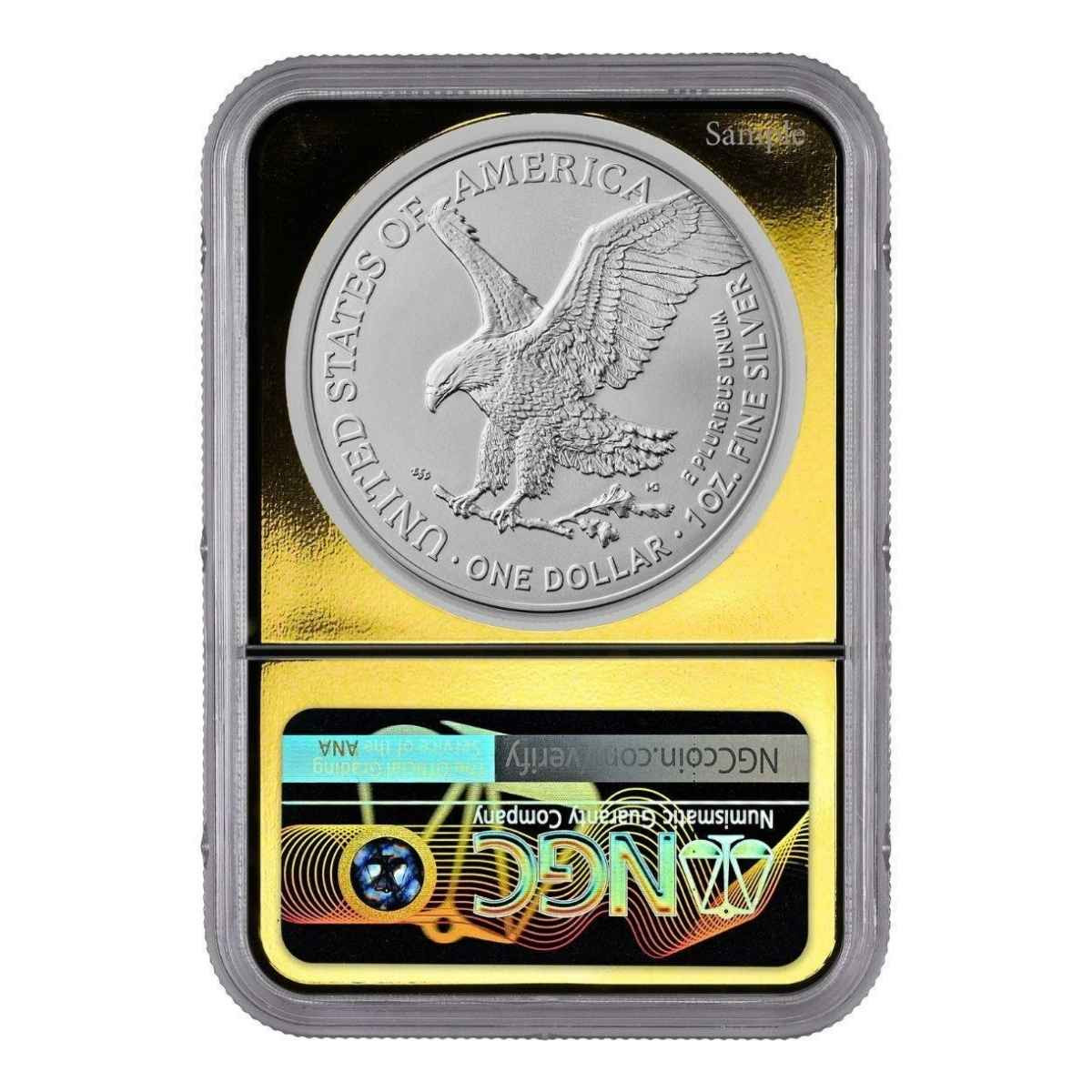 2027 $1 American Silver Eagle NGC MS70 Gold Label w/Box & CoA (1