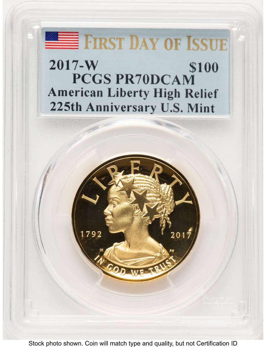 Bullionshark 2017-W $100 Gold High Relief Coin PCGS MS70 DCAM    American Liberty - HAT788107040 