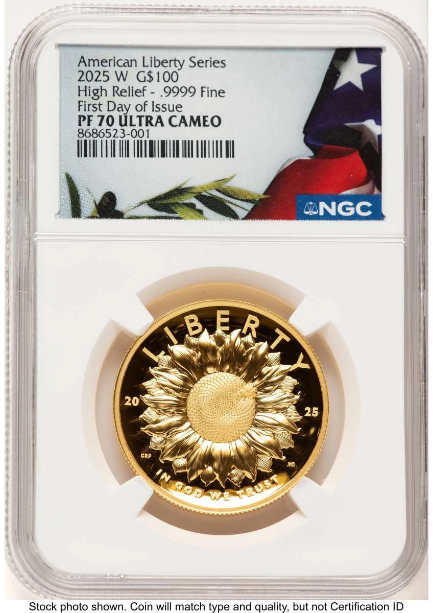 Bullionshark 2025-W $100 Gold High Relief Coin NGC MS70 UCAM    American Liberty - HAT786828016 