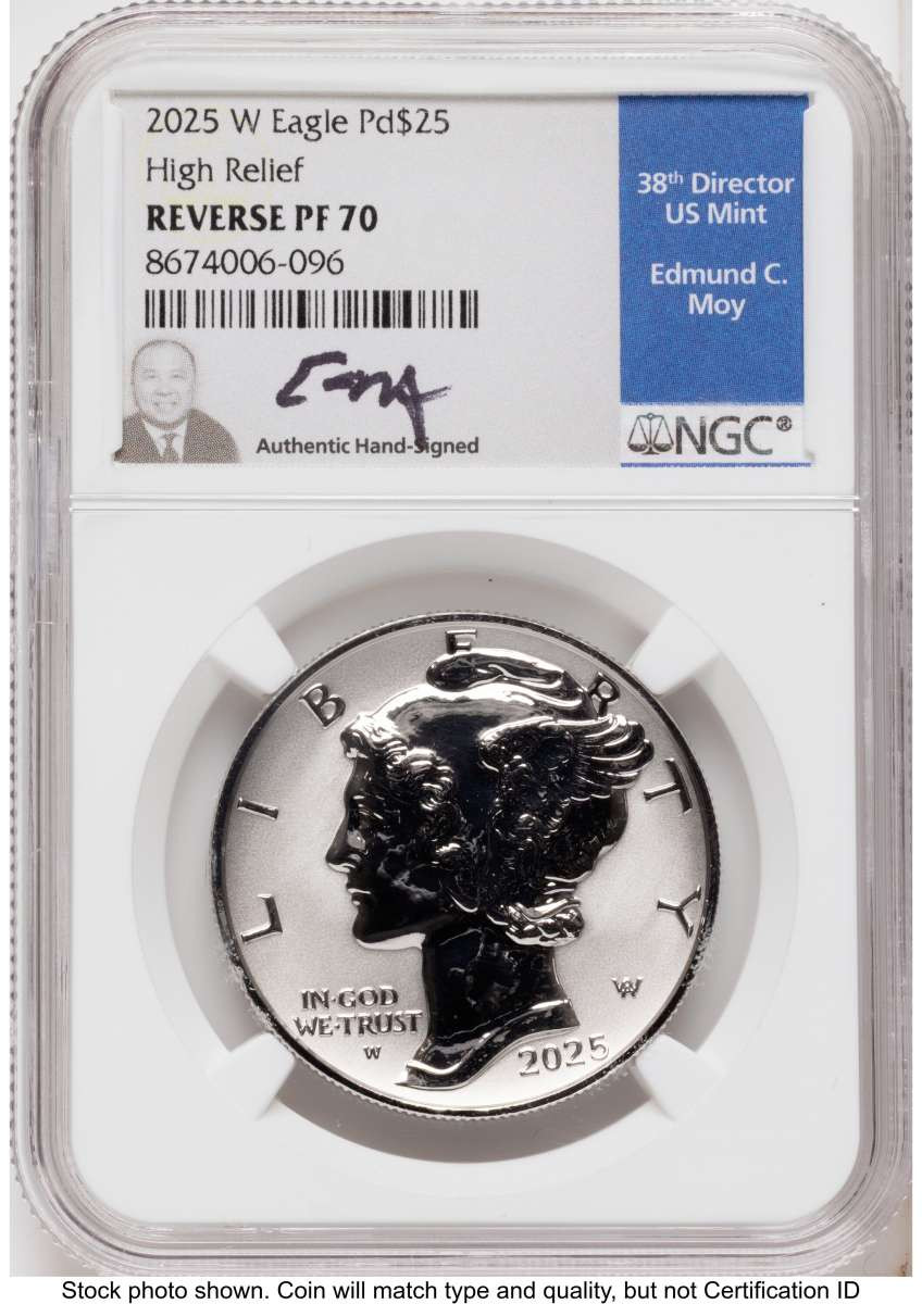 Bullionshark 2025-W $25 Reverse Proof Palladium Eagle Coin NGC rev PF70   One-Ounce - HAT789833010 
