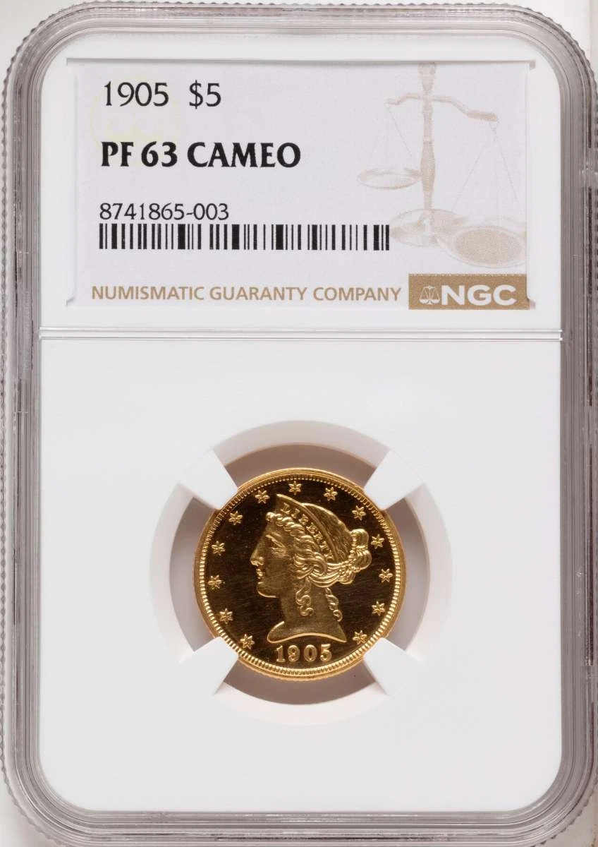 Bullionshark 1905 $5 Proof Liberty Gold Half Eagle Coin NGC PF63 CAMEO - HAT525412002 