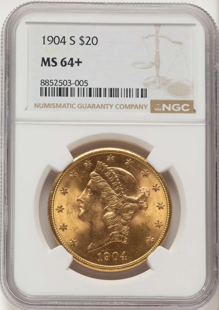 Bullionshark 1904-S $20 Gold Liberty Double Eagle NGC MS64  + - HAT572606007 