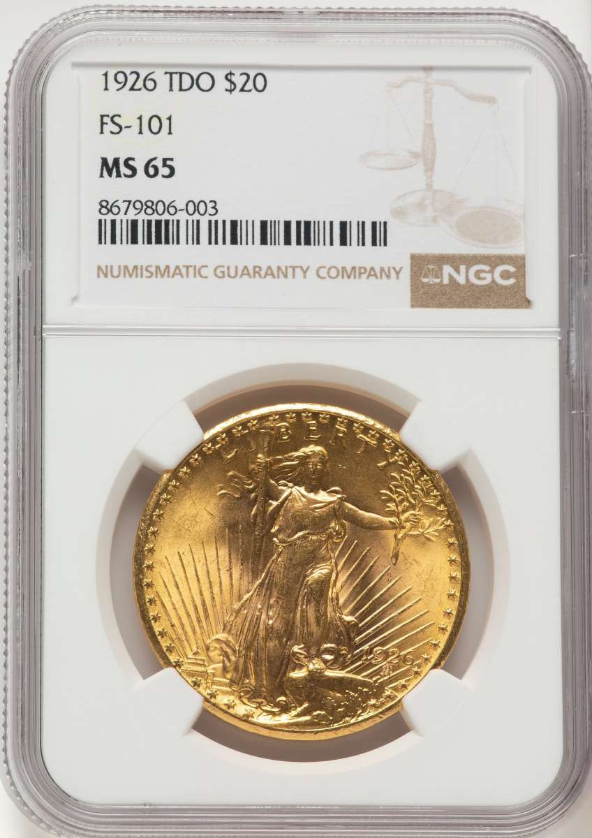 Bullionshark 1926 $20 Saint Gaudens Double Eagle NGC MS65   Tripled Die Obverse - FS-101 - HAT171492431 