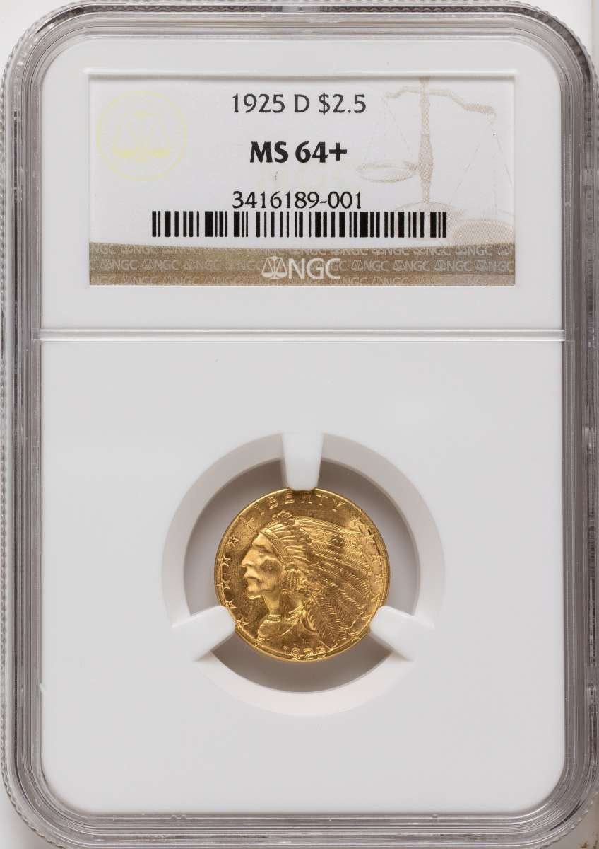 Bullionshark 1925-D $2.5 Indian Gold Quarter Eagle Coin NGC MS64  + - HAT525206029 