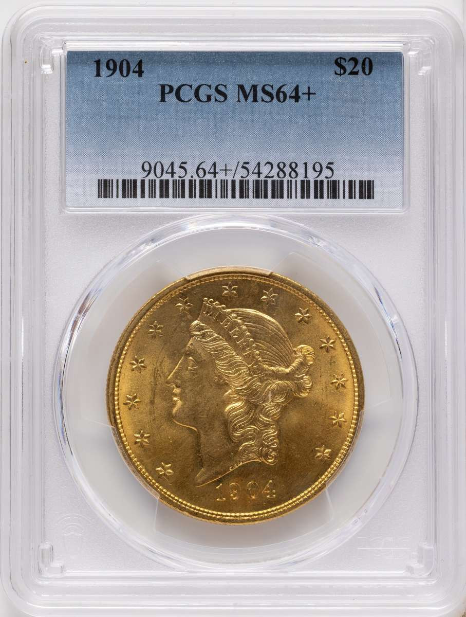 1904 $20 Gold Liberty Double Eagle PCGS MS64  + coin front image
