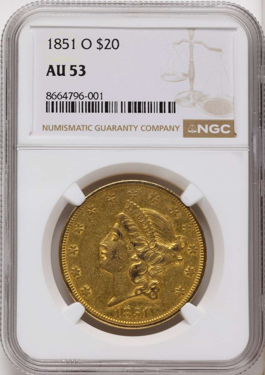 Bullionshark 1851-O $20 Gold Liberty Double Eagle NGC AU53 - HAT177547009 
