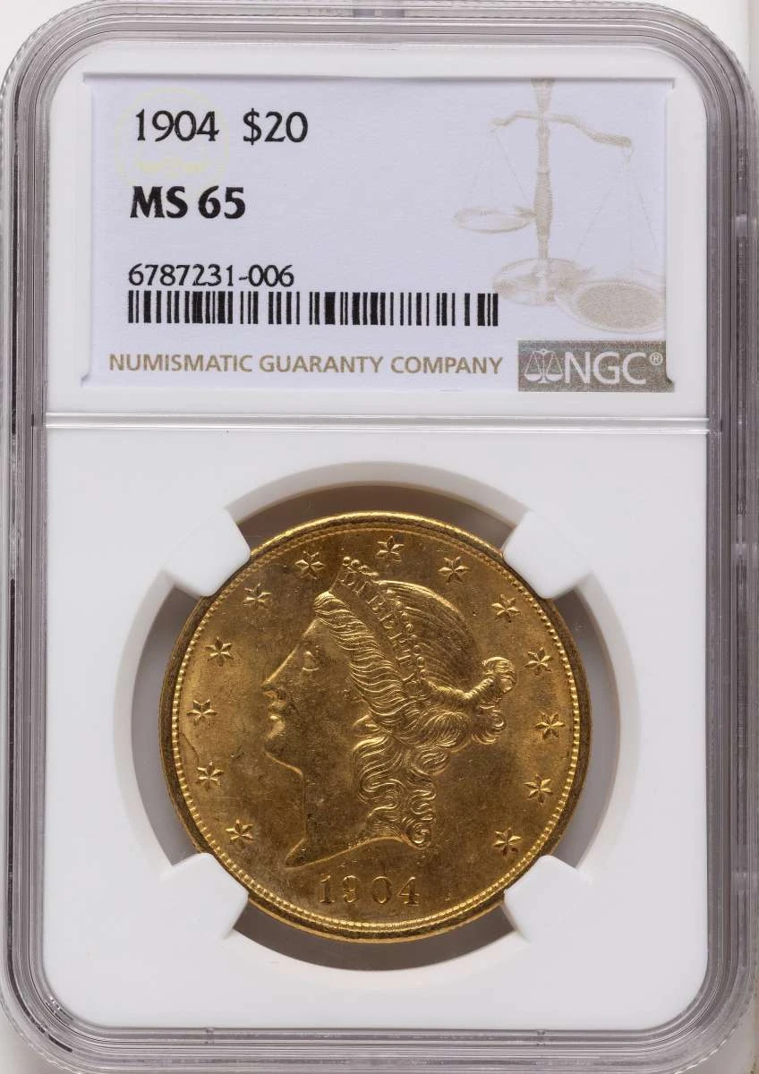 Bullionshark 1904 $20 Gold Liberty Double Eagle NGC MS65 - HAT790677015 