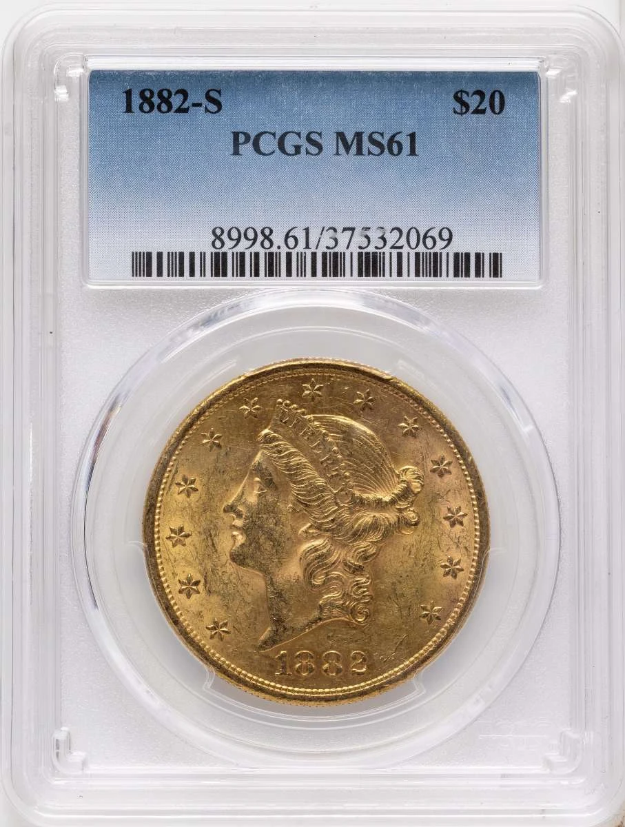 Bullionshark 1882-S $20 Gold Liberty Double Eagle PCGS MS61 - HAT790366007 