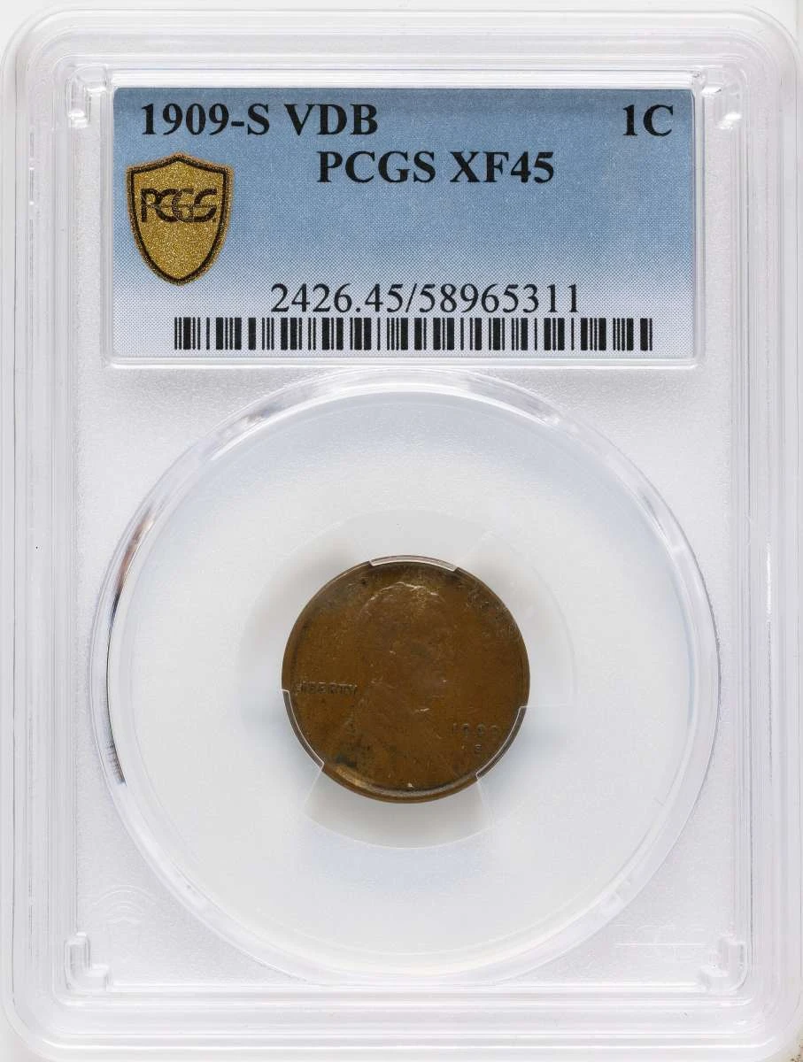 Bullionshark 1909-S 1C Lincoln Cent Coin PCGS XF45   VDB BN - HAT790401001 
